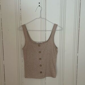 Caution To The Wind Taupe Button-Front Tank Top